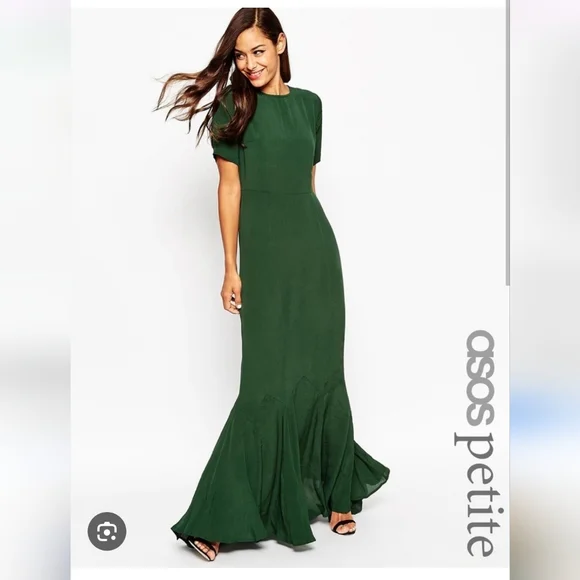 ASOS Petite Forest Green Maxi Dress - Picture 1 of 8